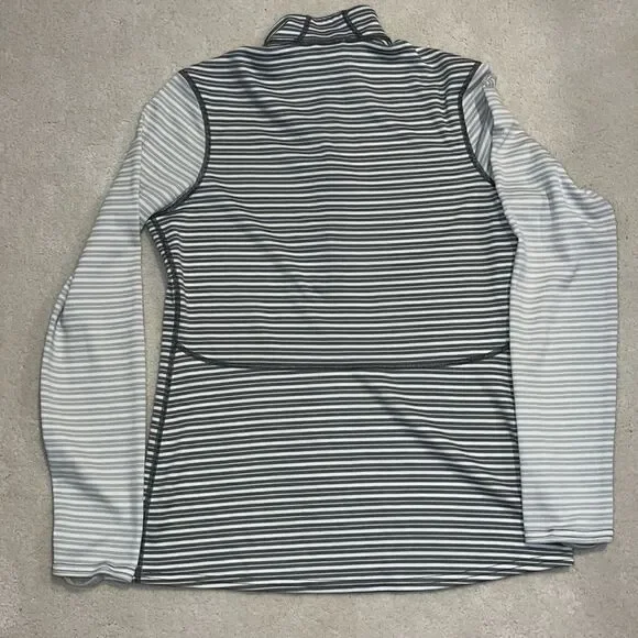 PATAGONIA 1/4 Zip Capilene 3 Crew Gray Striped Top - Picture 4 of 6